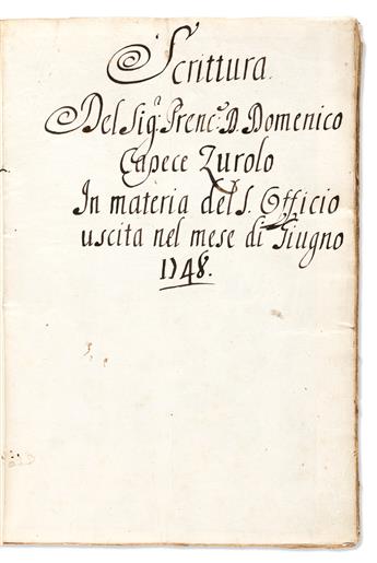 Italian Manuscript on Paper, 1748.